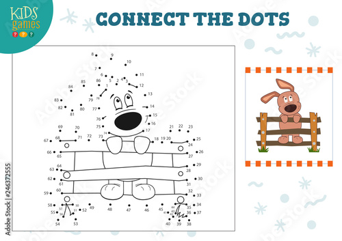 Preschool kids activity with connect the dots game vector illustration