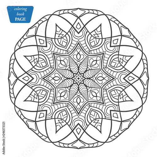 Coloring book for adult and older children. Coloring page with vintage flowers pattern a