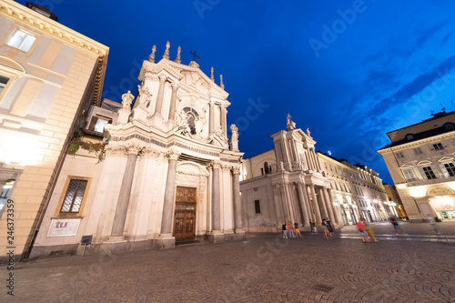 San Carlo square in Turin at evening