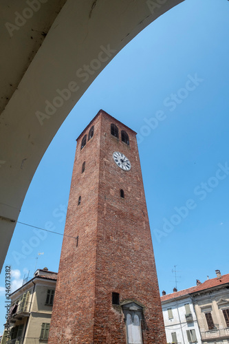 Municipal tower of Crescentino, Piedmont, Italy photo