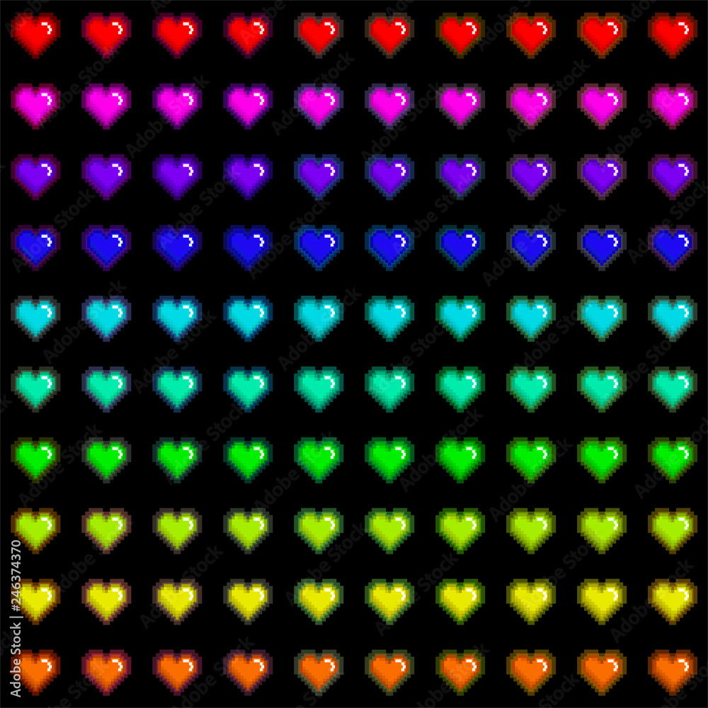 pixel heart in black background flat vector illustration icon pixel heart in black background flat vector illustration icon
