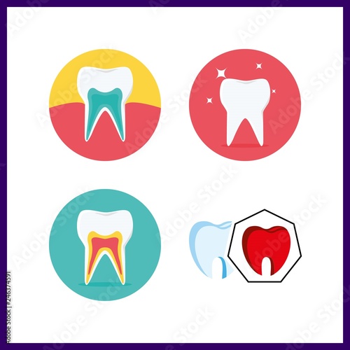 4 dentist icon. Vector illustration dentist set. spoiled tooth and tooth icons for dentist works