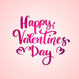Happy Valentines Day typography poster with handwritten calligraphy text, isolated on white background.