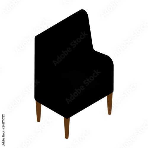 Modern Interior Furniture. Vector isometric black armchair isolated on white background