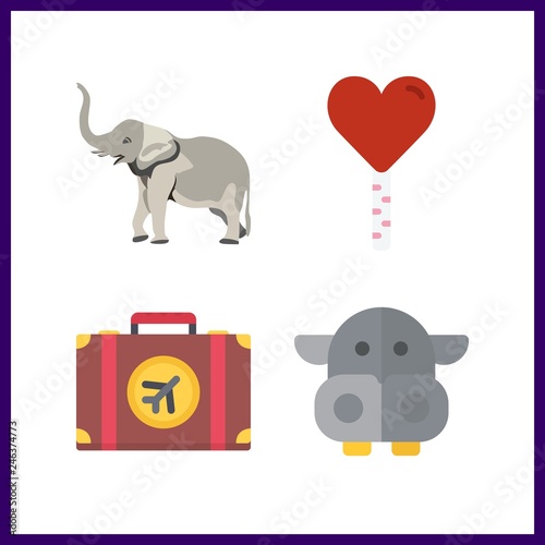 4 large icon. Vector illustration large set. lollipop and suitcase icons for large works