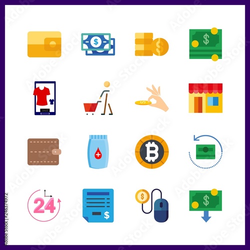 16 payment icon. Vector illustration payment set. pay per click and repayment icons for payment works
