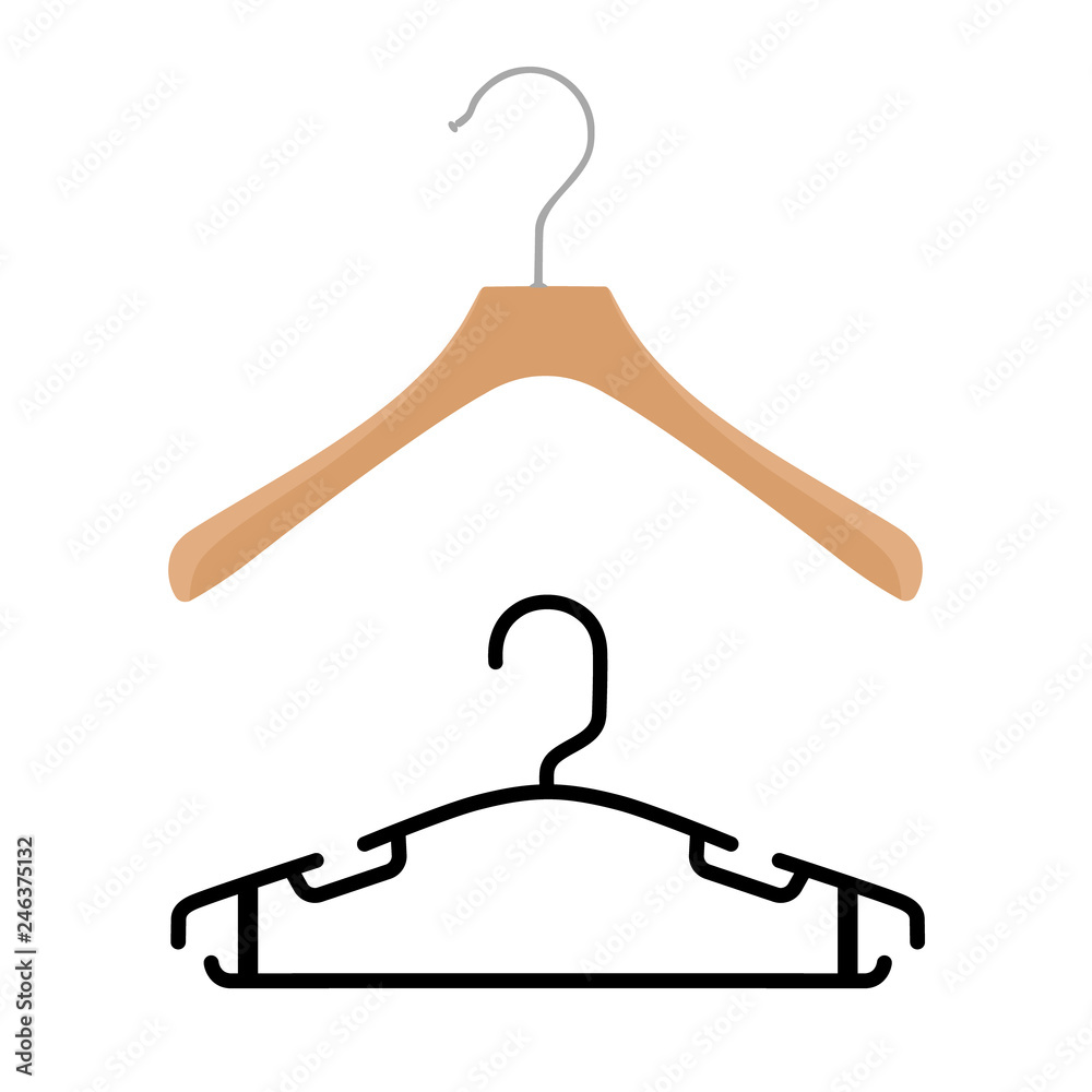 Fashion and baby clothes hanger vector icon set isolated on a white background Fashion and baby clothes hanger vector icon set isolated on a white background
