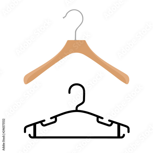 Fashion and baby clothes hanger vector icon set isolated on a white background