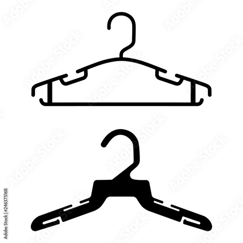 Fashion and baby clothes hanger vector icon set isolated on a white background