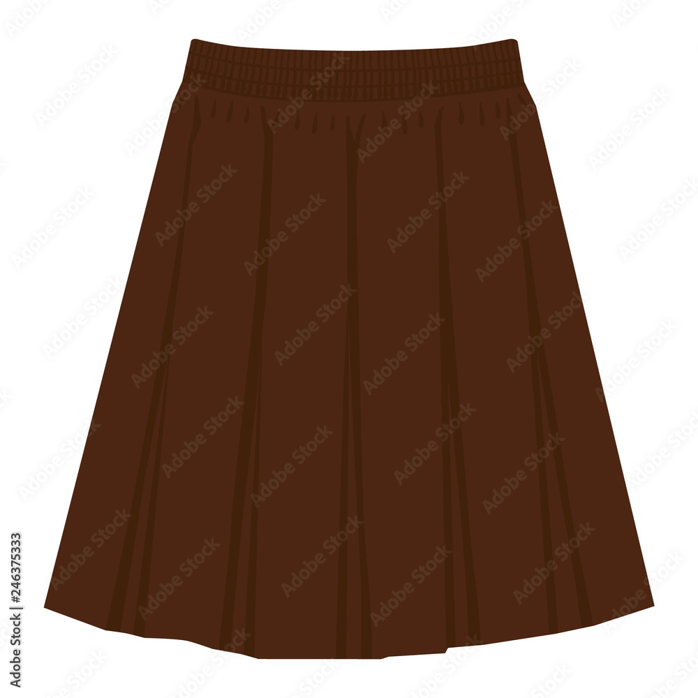 Vector brown skirt template, design fashion woman illustration. Women box pleated skirt Vector brown skirt template, design fashion woman illustration. Women box pleated skirt