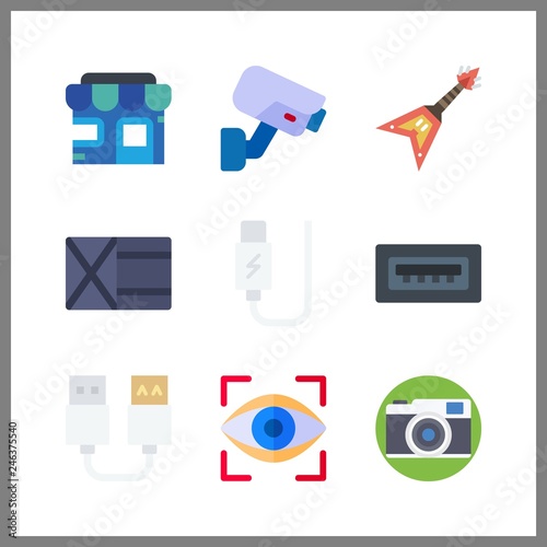 9 electronic icon. Vector illustration electronic set. usb and wallet icons for electronic works