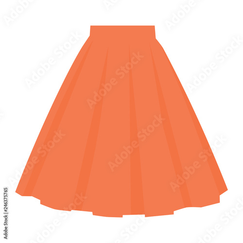 Vector orange skirt template, design fashion woman illustration. Women bubble skirt