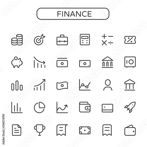 Finance,business vector thin line mini icons set. 16x16 px. Pixel perfect.Editable stroke.