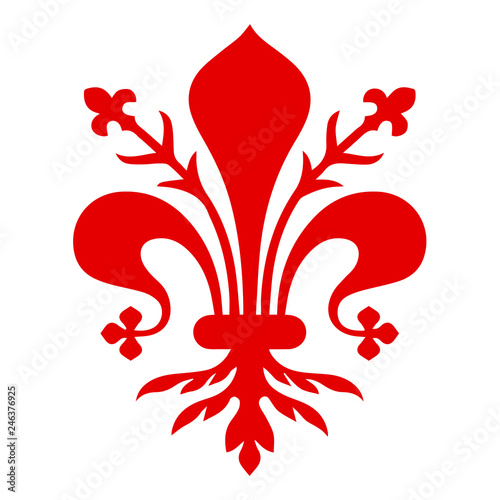 Flag of Florence. Coat of arms of Florence - Tuscany. The fleur de lis of Florence, symbol of Florence, Italy,heraldic, seal vector