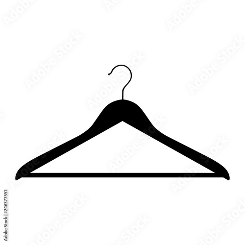 Black plastic coat hanger, clothes hanger on a white background