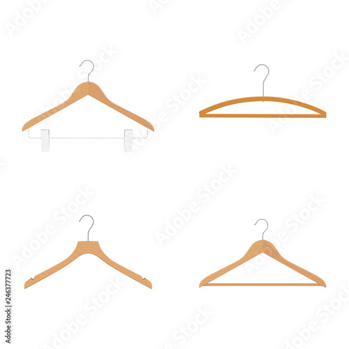 Wooden coat hangers, clothes hanger on a white background
