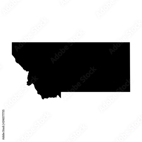 Montana  state of USA - solid black silhouette map of country area. Simple flat vector illustration