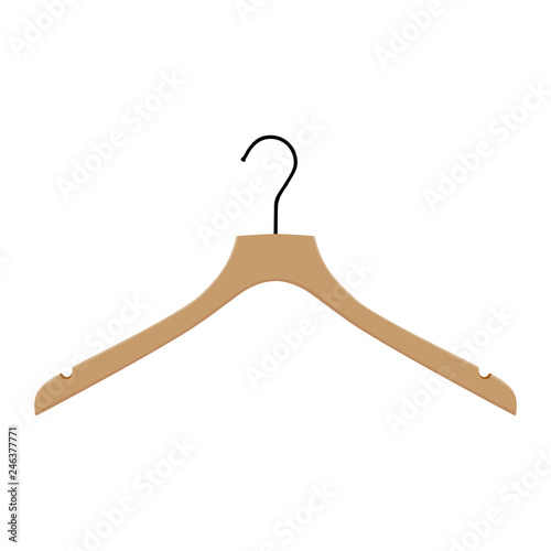Wooden coat hanger, clothes hanger on a white background