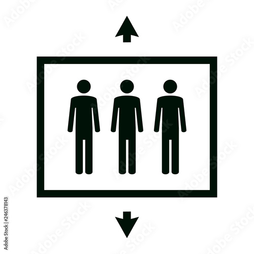 Lift or elevator symbol on white background. Information warning sign