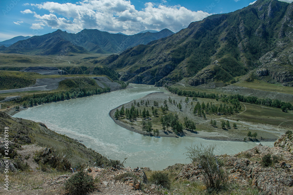 Katun River, Altai, Siberia. View from above