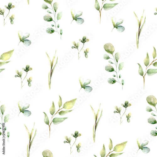 Spring. Pattern of green leaves and clovers