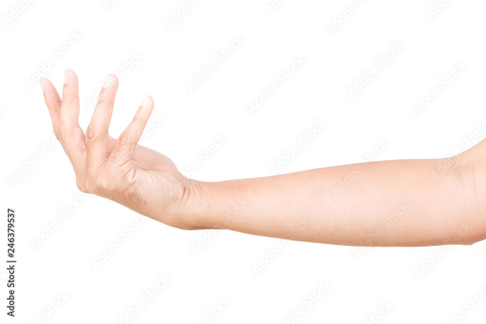 Male hand gestures isolated over the white background. Male hand gestures isolated over the white background.