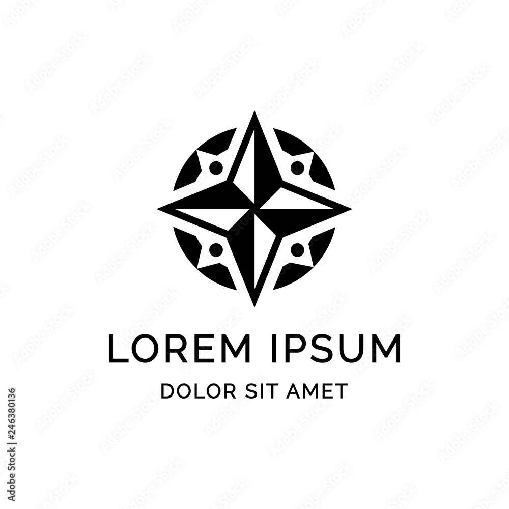 compass familly logo template design compass familly logo template design