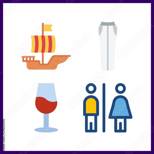 4 luxury icon. Vector illustration luxury set. toilet and trousers icons for luxury works