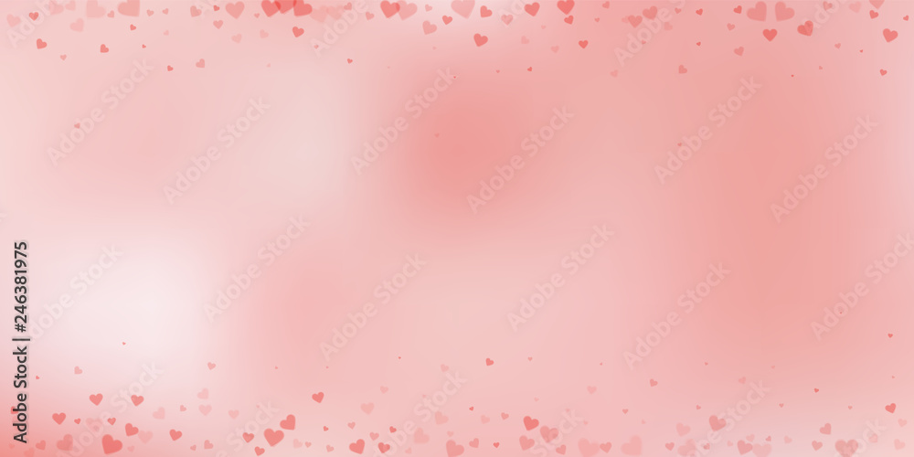 Red heart love confettis. Valentine's day border l