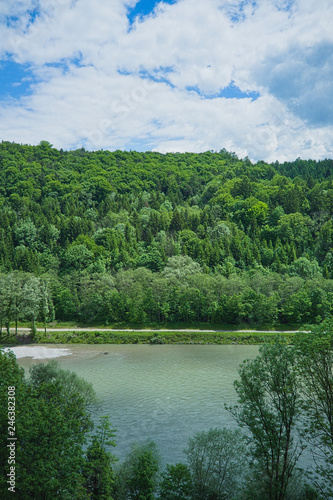 View from Burghausen (Bavaria) towards Austria over the Salzach river