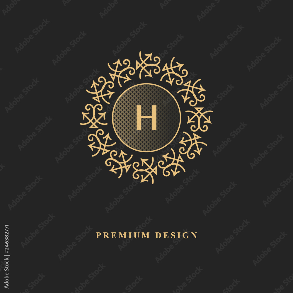 Royal monogram design. Luxury volumetric logo template. 3d line ornament. Emblem with letter H for Business sign, badge, crest, label, Boutique brand, Hotel, Restaurant, Heraldic. Vector illustration Royal monogram design. Luxury volumetric logo template. 3d line ornament. Emblem with letter H for Business sign, badge, crest, label, Boutique brand, Hotel, Restaurant, Heraldic. Vector illustration