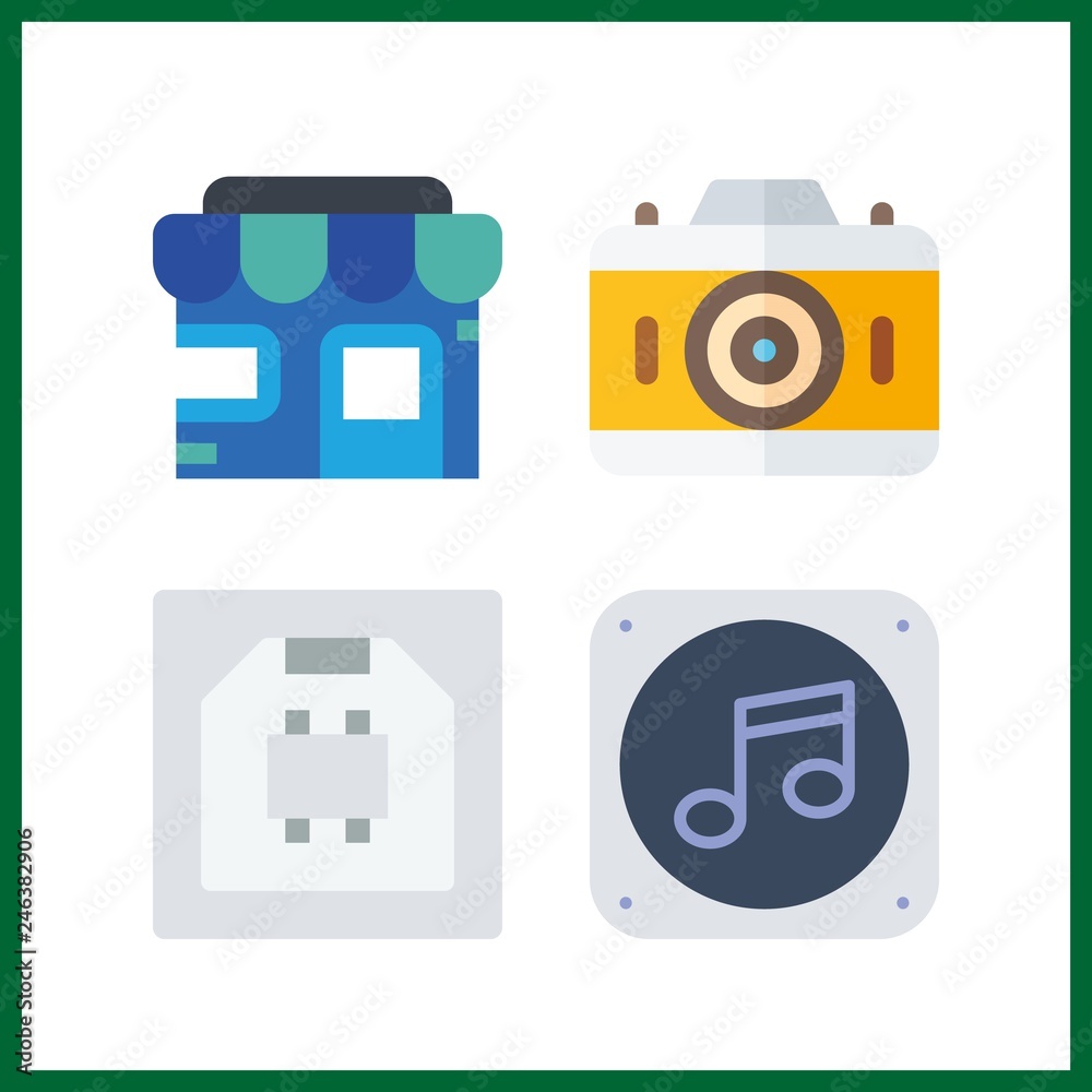 4 electronic icon. Vector illustration electronic set. usb and store icons for electronic works 4 electronic icon. Vector illustration electronic set. usb and store icons for electronic works
