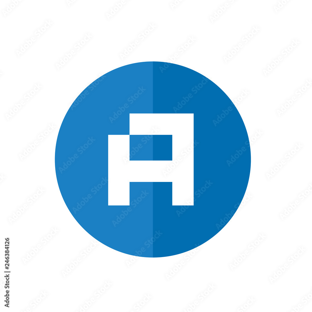Initial Letter A Icon, White Alphabet A on Blue Circle, Flat Design Logo Element Initial Letter A Icon, White Alphabet A on Blue Circle, Flat Design Logo Element