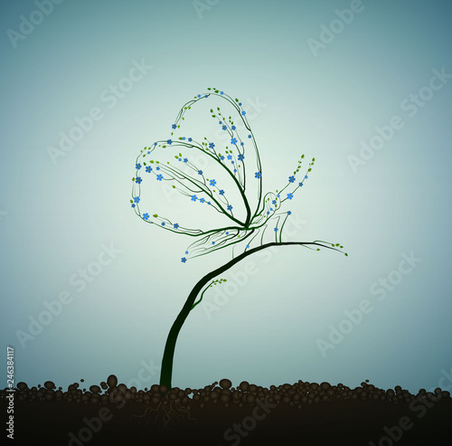 spring butterfly idea, tree looks like butterfly, spring concept,