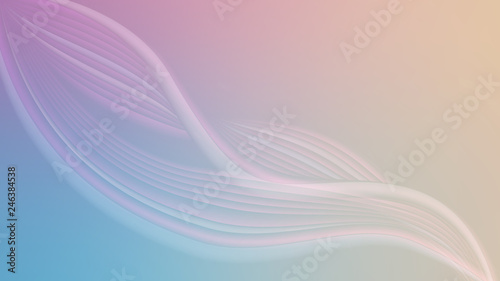 Horizontal abstract color background with blurred flow effect. Wallpaper template is soft pink, blue and beige gradient. Vector illustration.