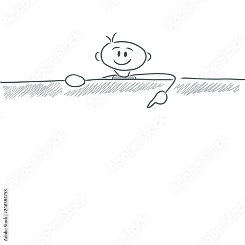 Figur zeigt auf leere Fläche, Copy Space