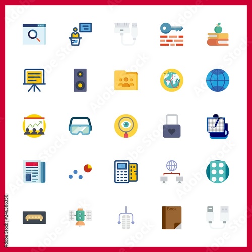 25 information icon. Vector illustration information set. padlock and search icons for information works
