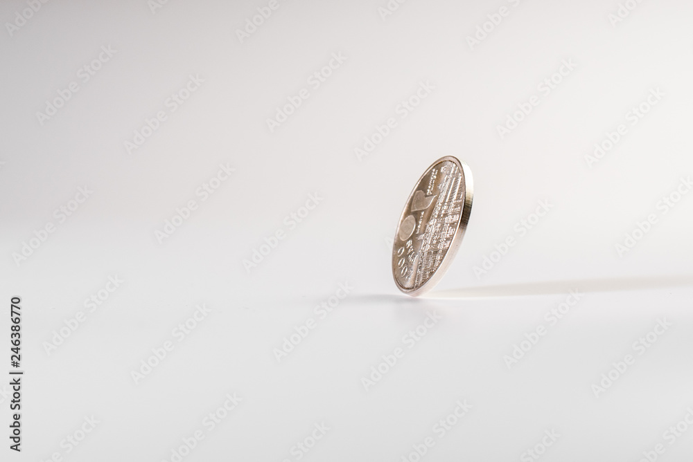 Currency rotating on white background, concept of American economy.