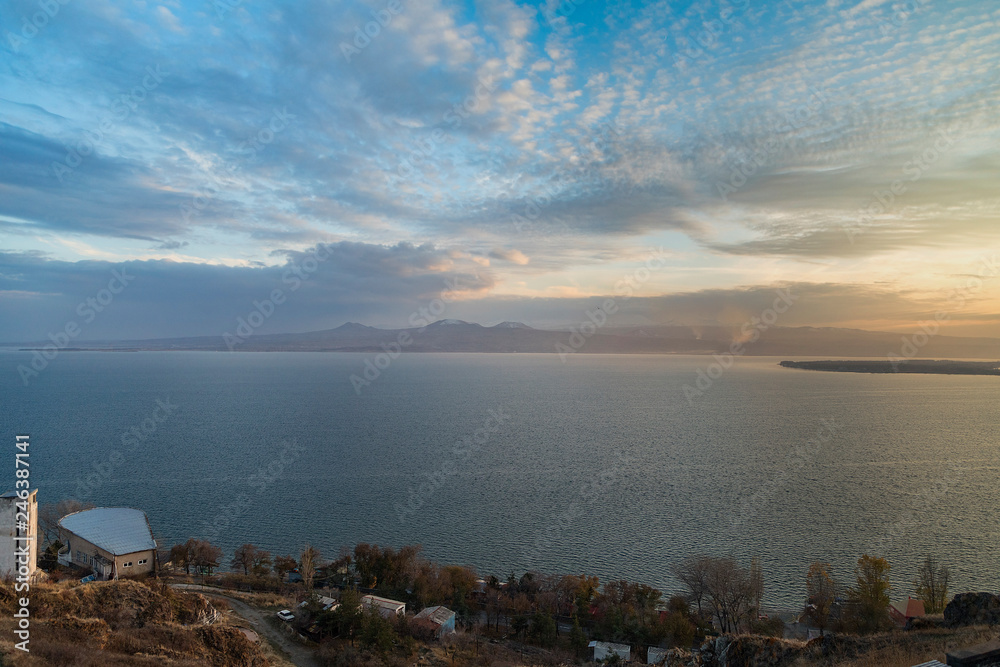 Armenia, Beautiful view of lake Sevan.