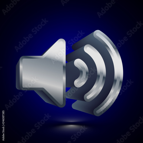 3D stylized Volume Max icon. Silver vector icon. Isolated symbol illustration on dark background.