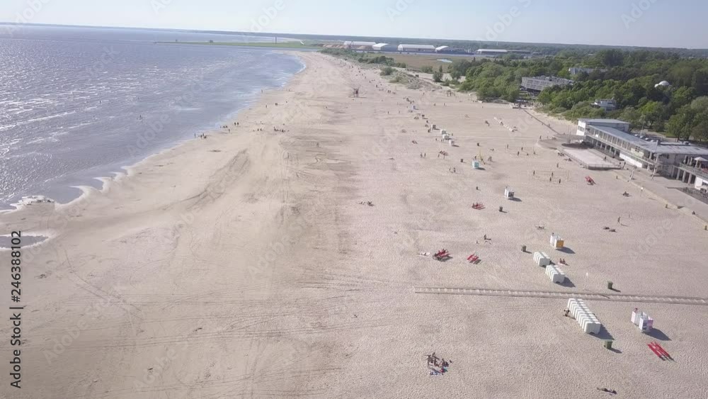 Baltic Sea coast beach Ventspils Kurzeme aerial drone top view 4K UHD video Baltic Sea coast beach Ventspils Kurzeme aerial drone top view 4K UHD video