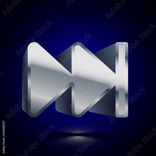 Free Download 3D stylized Skip to End icon. Silver vector icon. Isolated symbol illustration on dark background. - GFXLoad