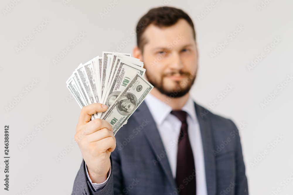 Male arm count hundred dollar bills closeup Male arm count hundred dollar bills closeup