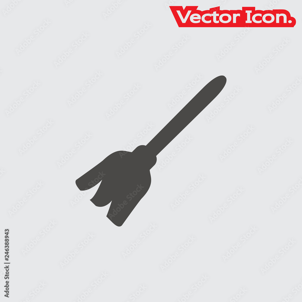 Obraz premium Broom icon isolated sign symbol and flat style for app, web and digital design. Vector illustration.