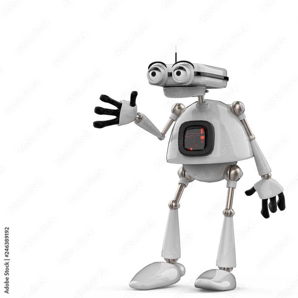 Fototapeta premium vintage white robot in a white background