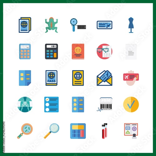 25 check icon. Vector illustration check set. loupe and vivisection icons for check works