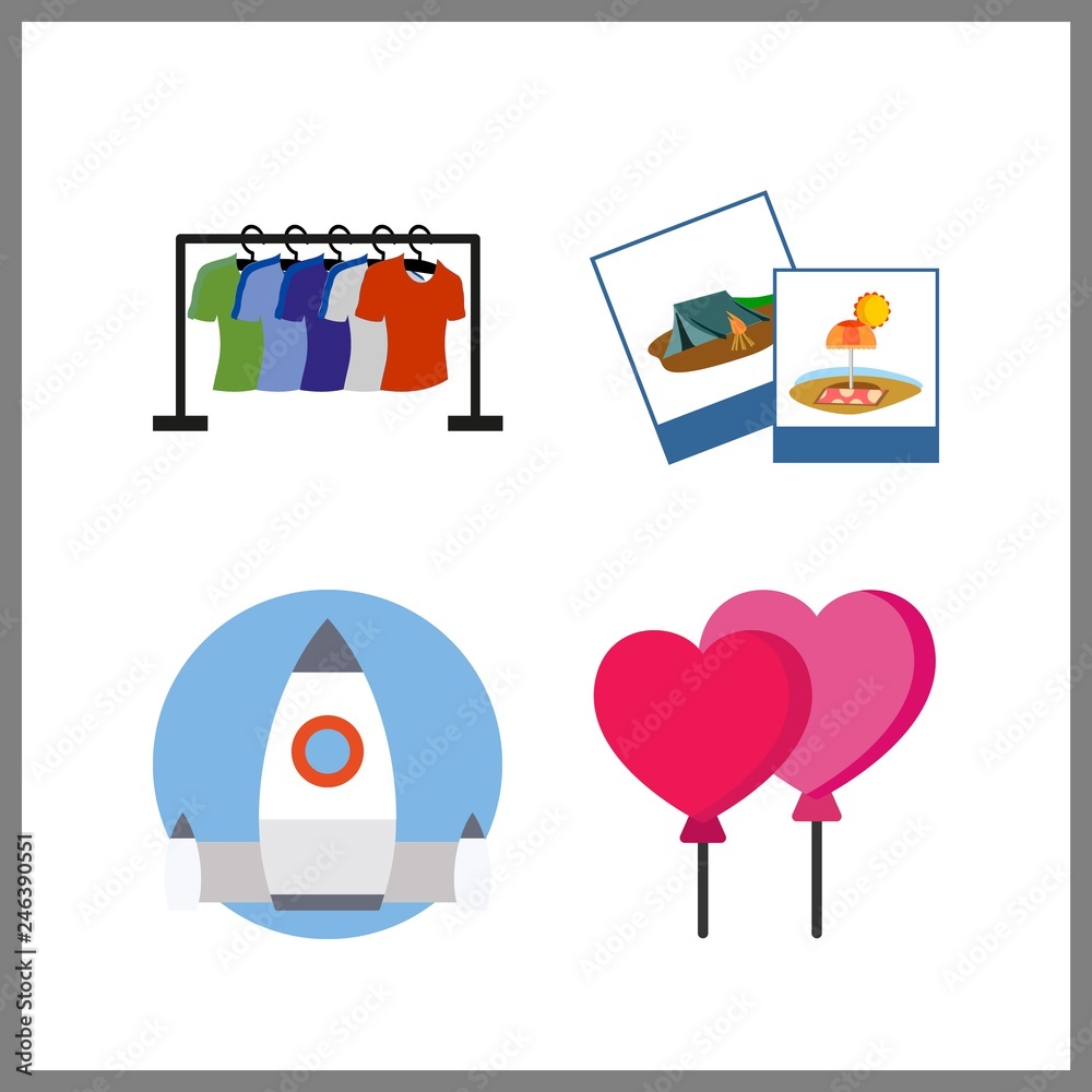 4 creative icon. Vector illustration creative set. stand and balloons icons for creative works 4 creative icon. Vector illustration creative set. stand and balloons icons for creative works