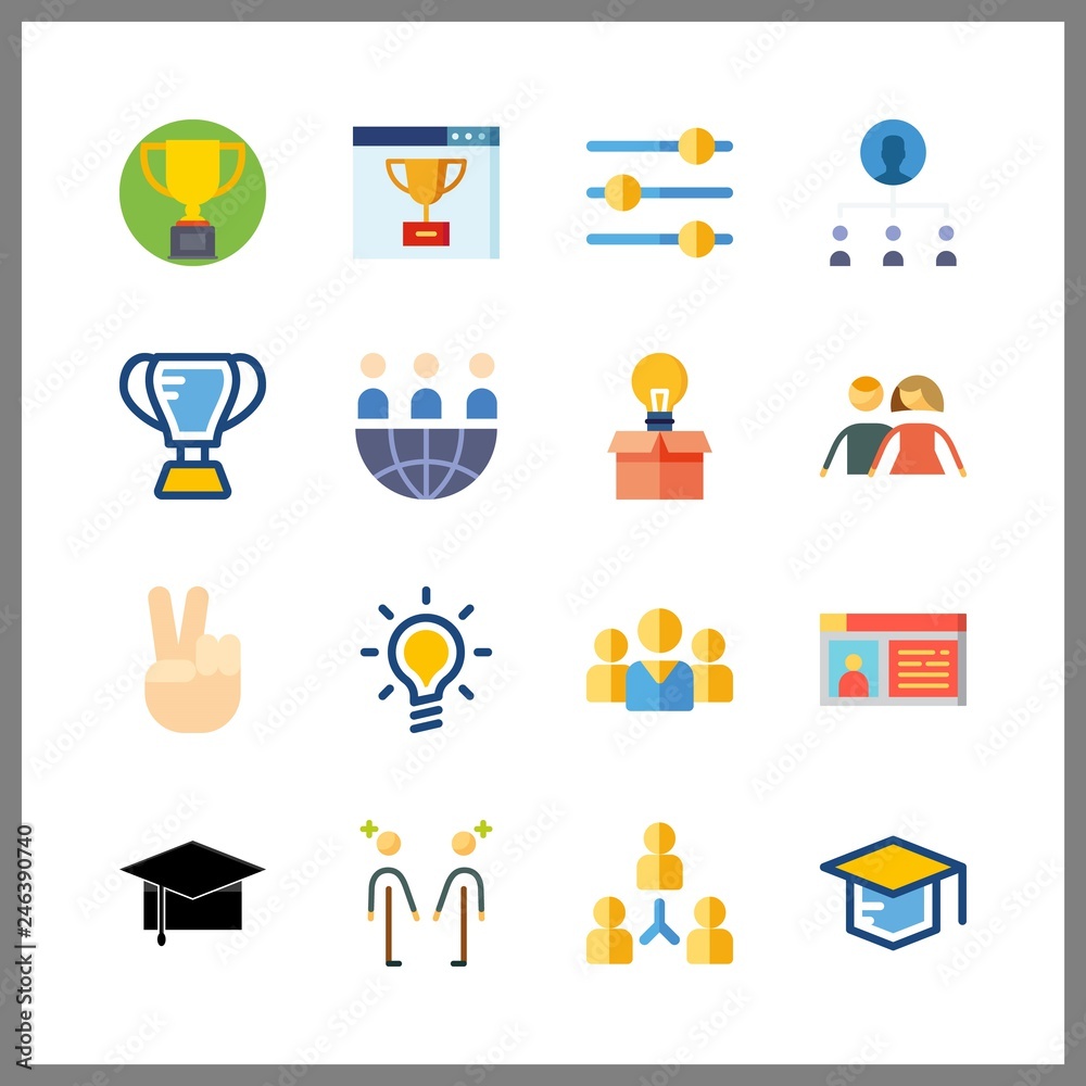 16 successful icon. Vector illustration successful set. trophy and men icons for successful works 16 successful icon. Vector illustration successful set. trophy and men icons for successful works