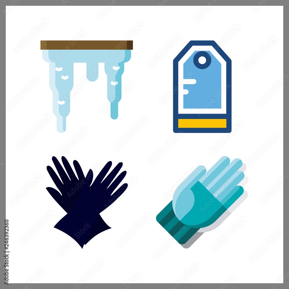 Fototapeta premium 4 hang icon. Vector illustration hang set. gloves and tag icons for hang works
