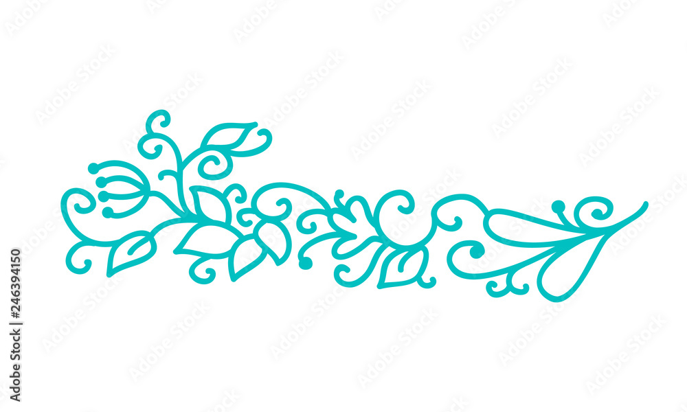 Turquoise monoline scandinavian folk flourish vector with leaves and flowers. Corners and dividers for Valentines Day, wedding, birthday greeting card Turquoise monoline scandinavian folk flourish vector with leaves and flowers. Corners and dividers for Valentines Day, wedding, birthday greeting card